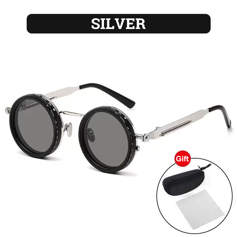 Adjustable Tint Rounded Polarized Lenses Retro Sunglasses