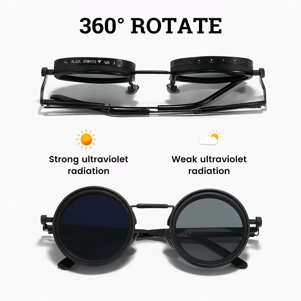 Adjustable Tint Rounded Polarized Lenses Retro Sunglasses