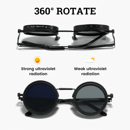 Adjustable Tint Rounded Polarized Lenses Retro Sunglasses