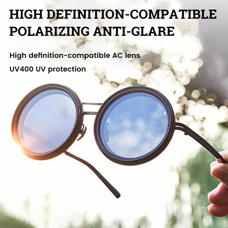 Adjustable Tint Rounded Polarized Lenses Retro Sunglasses