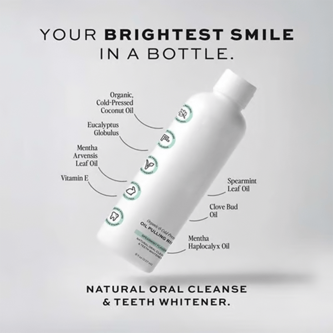 Spearmint Oil Pulling Rinse —Natural Oral Cleanse & Teeth Whitener