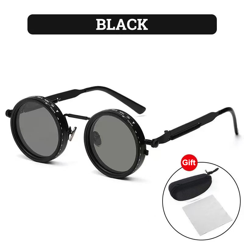 Adjustable Tint Rounded Polarized Lenses Retro Sunglasses