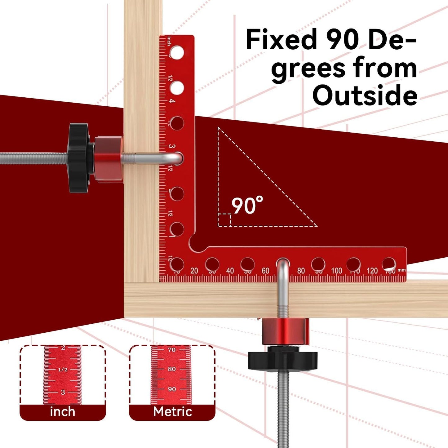 Pro-Grade 90° Positioning Squares & Clamping Kit for Woodworking