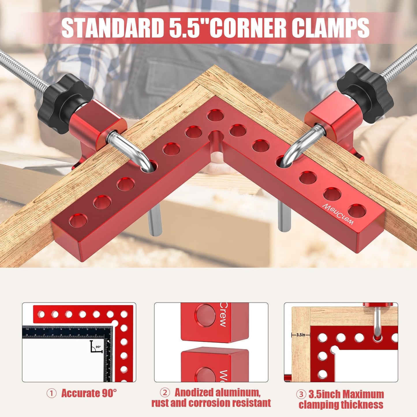 Pro-Grade 90° Positioning Squares & Clamping Kit for Woodworking