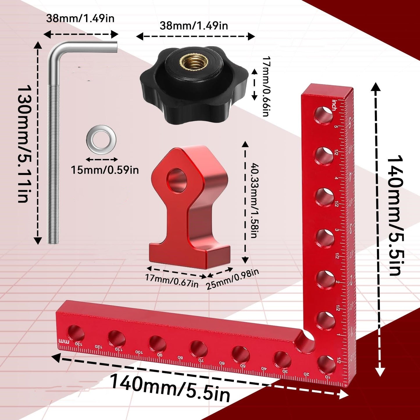 Pro-Grade 90° Positioning Squares & Clamping Kit for Woodworking