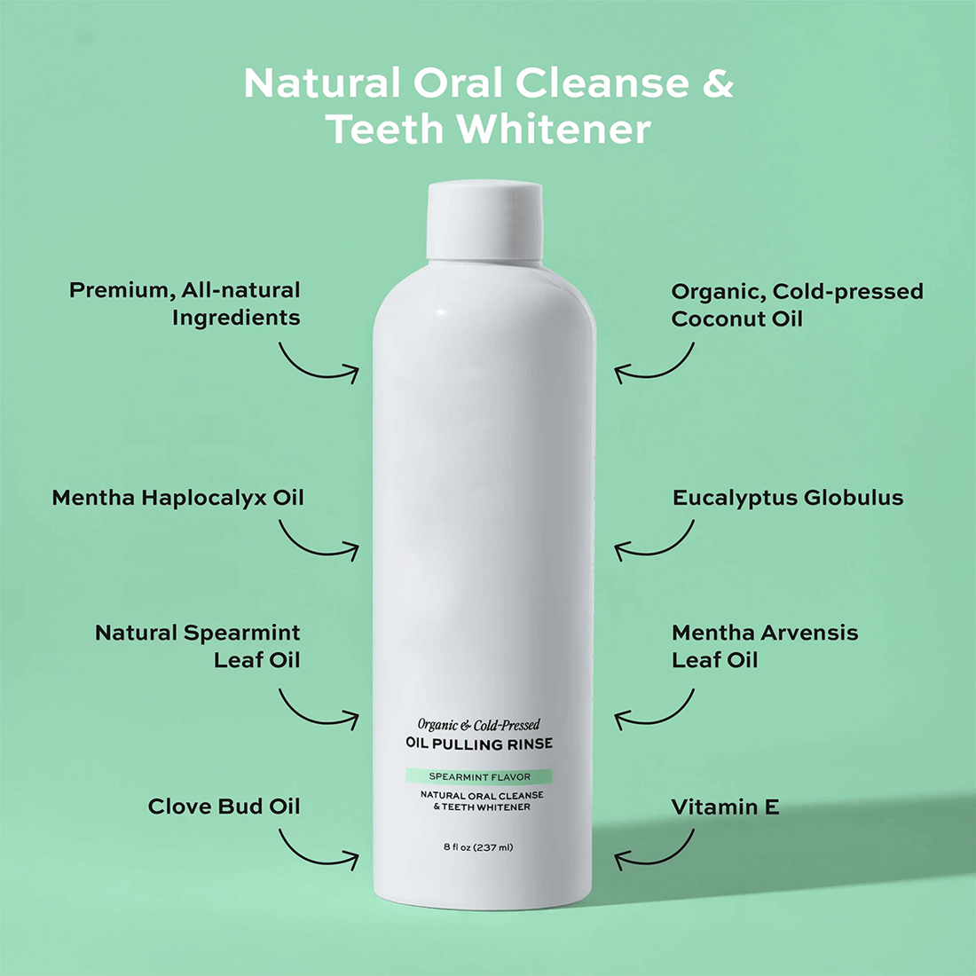 Spearmint Oil Pulling Rinse —Natural Oral Cleanse & Teeth Whitener