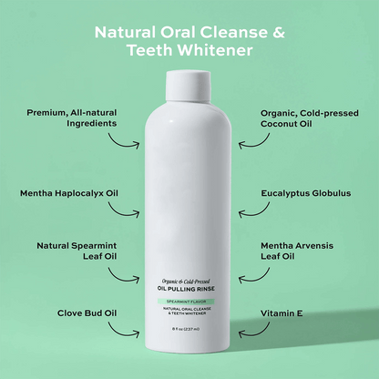 Spearmint Oil Pulling Rinse —Natural Oral Cleanse & Teeth Whitener